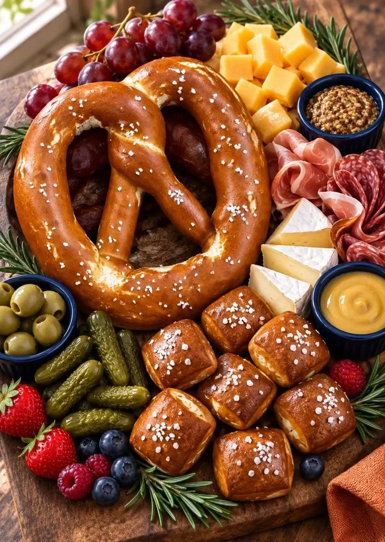 Giant Pretzel Charcuterie Board